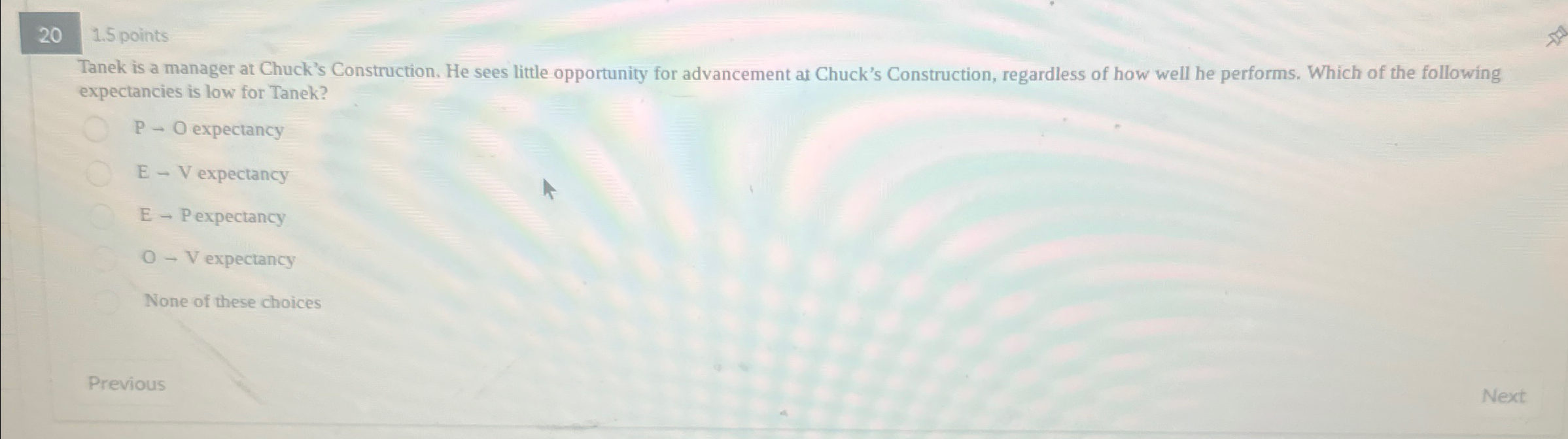  20 1.5 points Tanek is a manager at Chuck's Construction. He