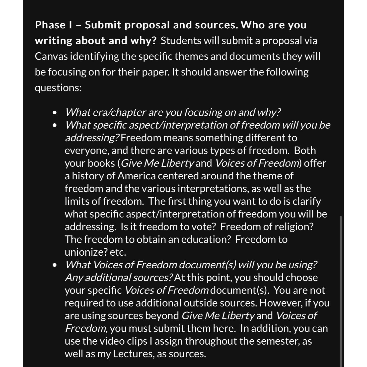  Phase II - Submit one completed page of work. Students will