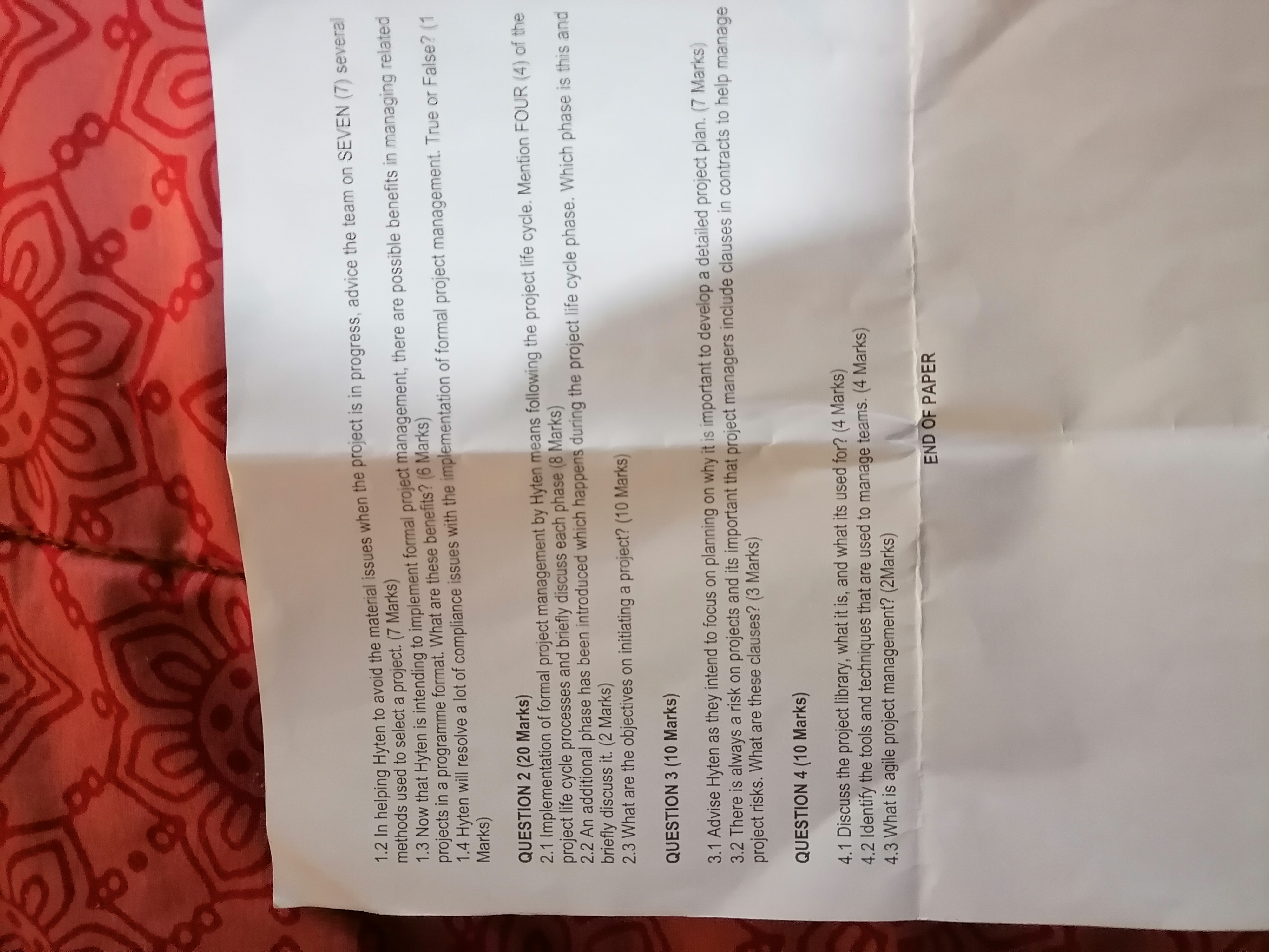  1.2 In helping Hyten to avoid the material issues when the