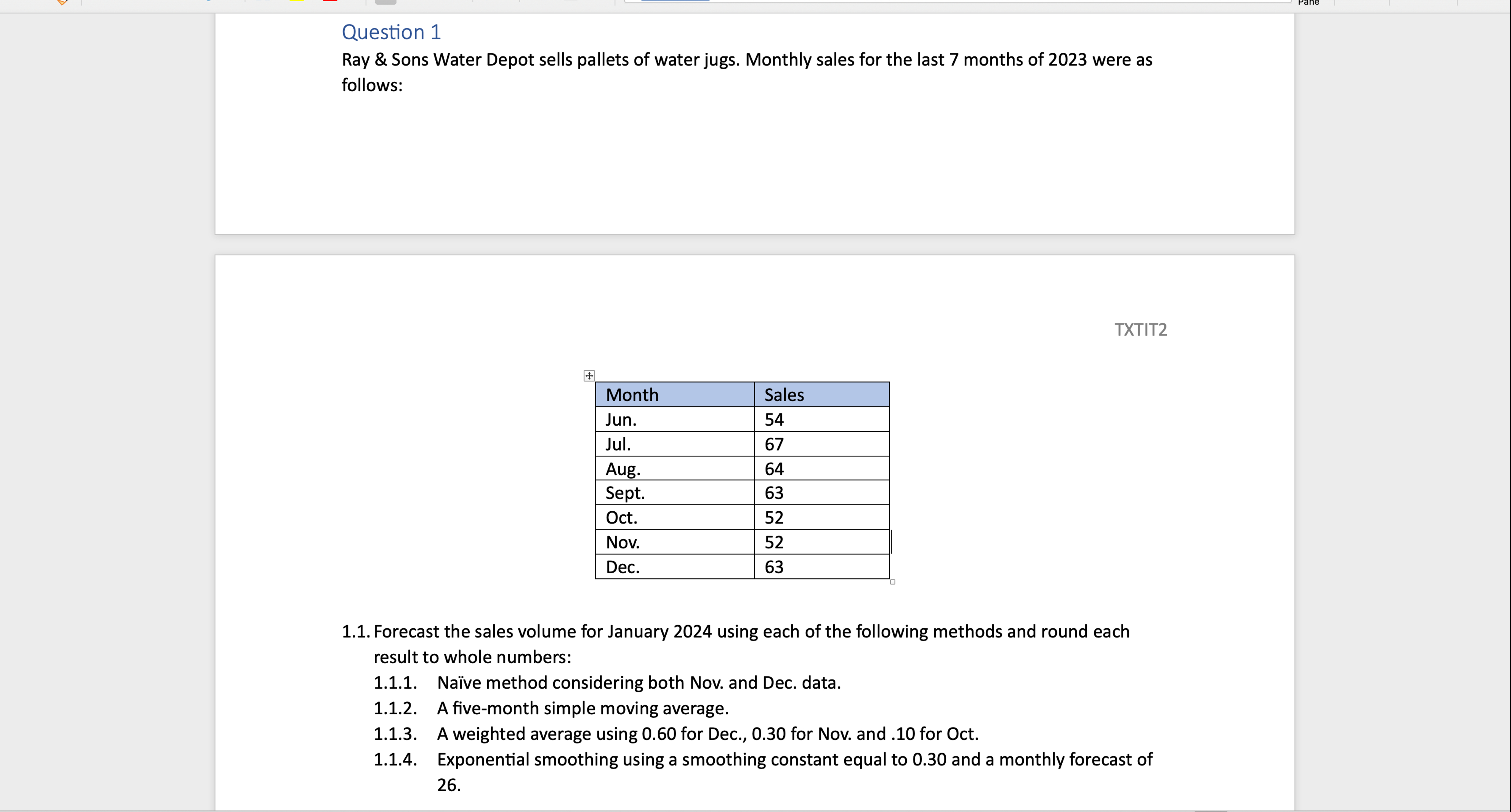  Please answer in an Excel File because that is the requirement.
