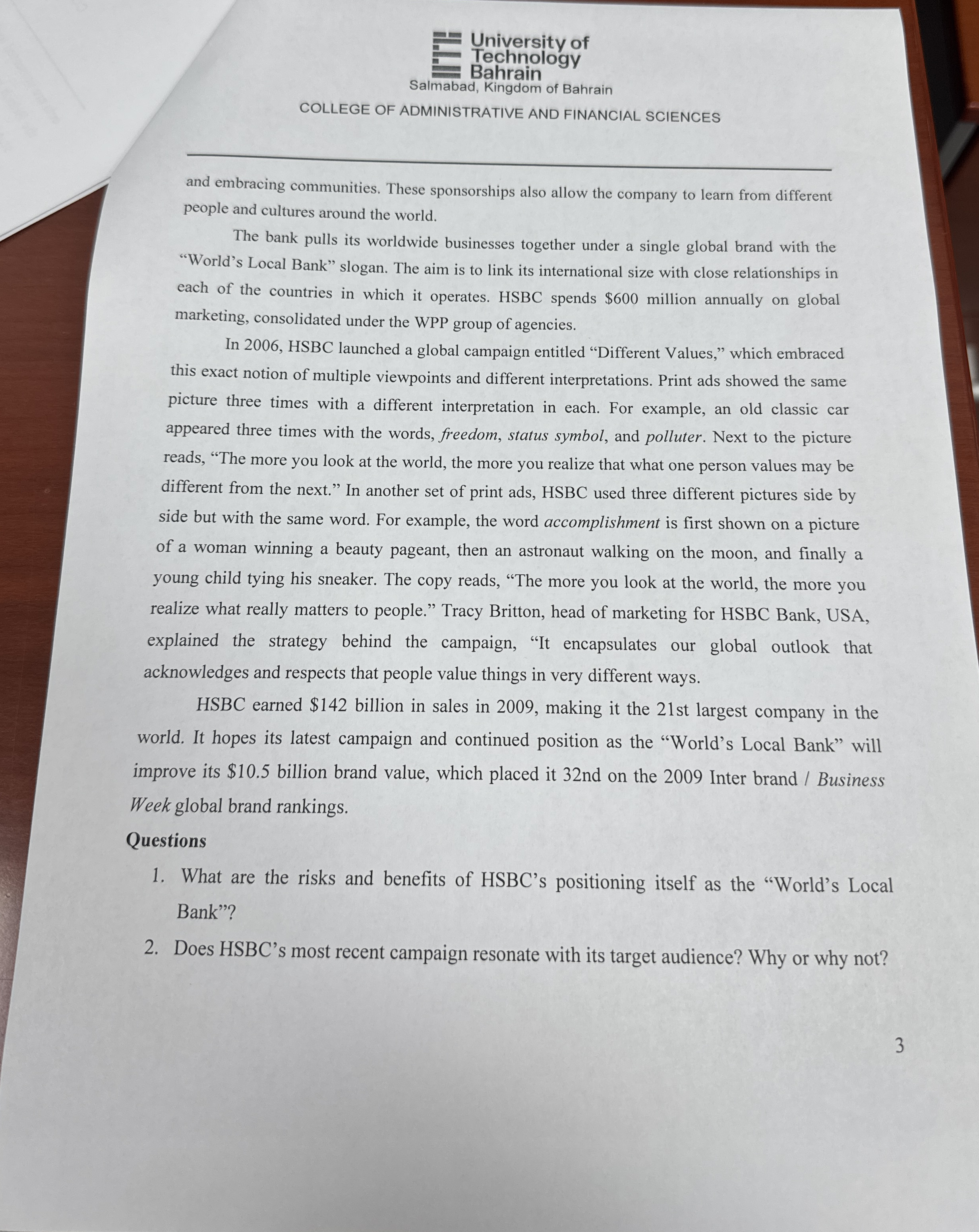  CMBA913- Marketing Management Case Study Guidelines: Write a cover page, including