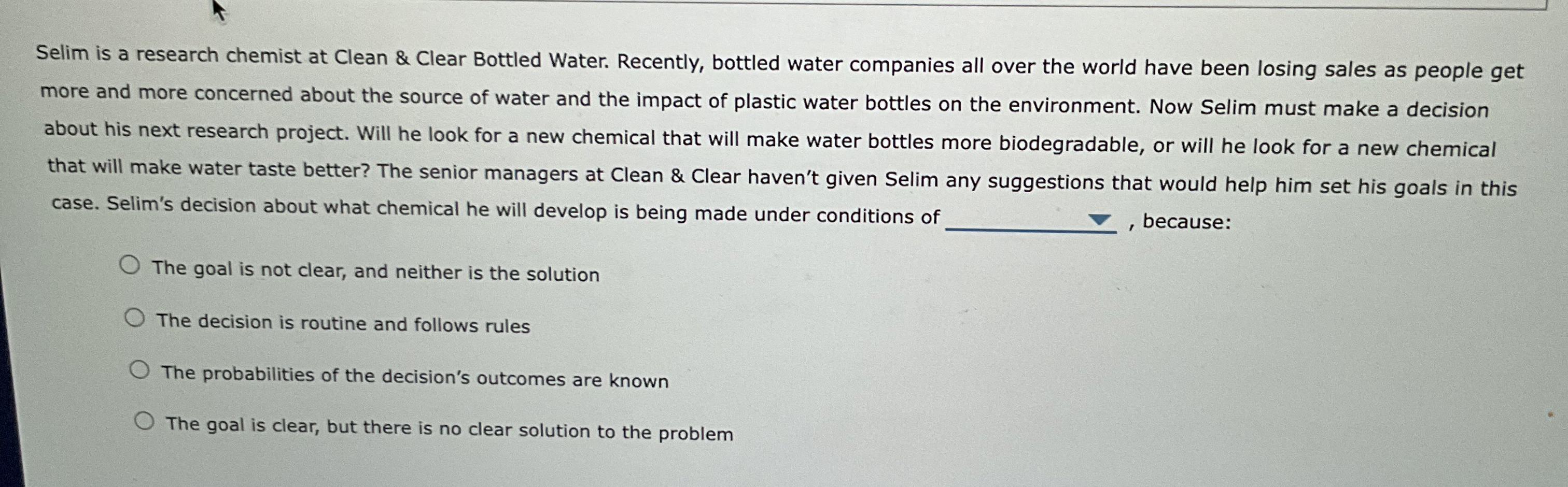  Selim is a research chemist at Clean & Clear Bottled Water.