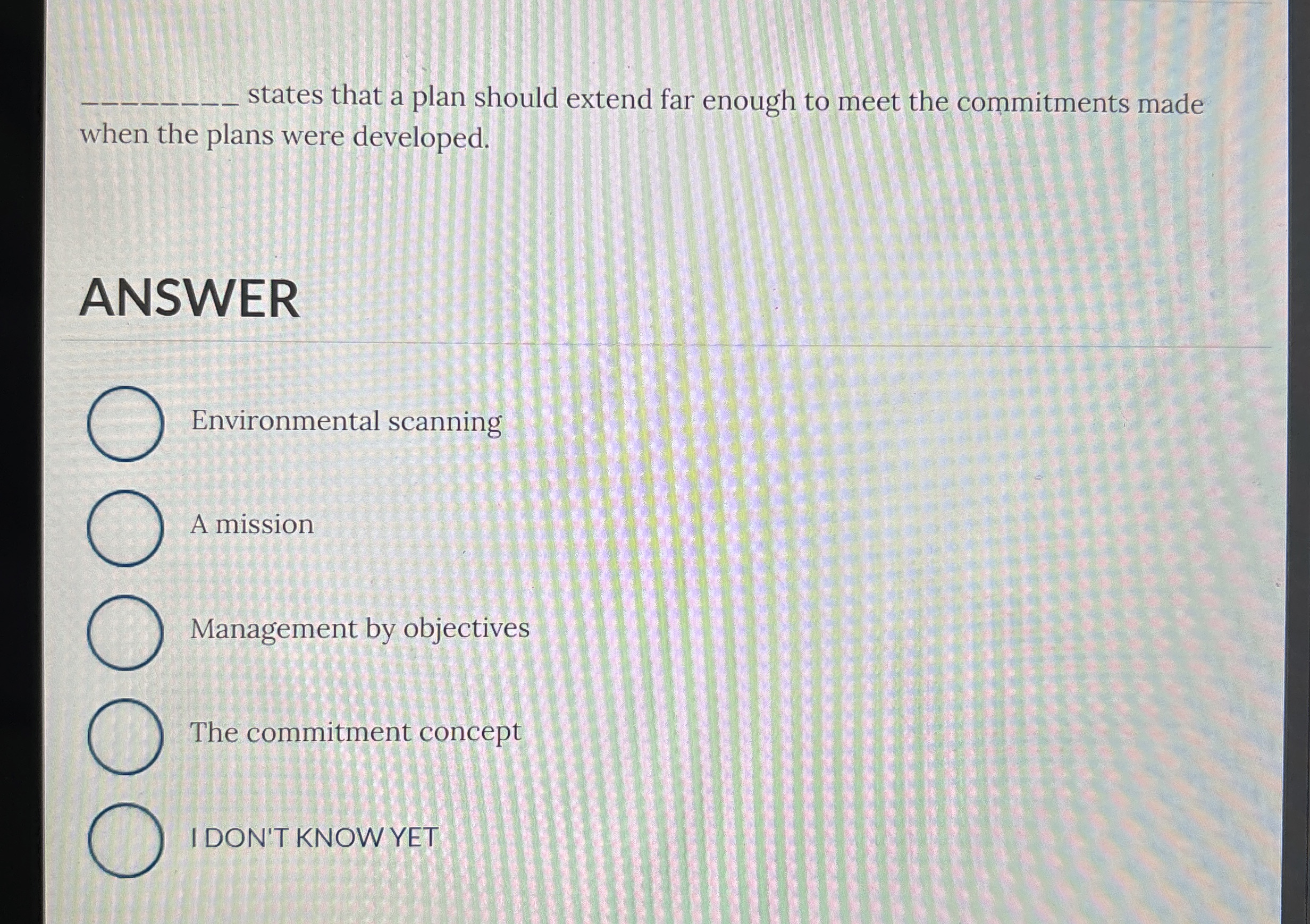  q, states that a plan should extend far enough to meet