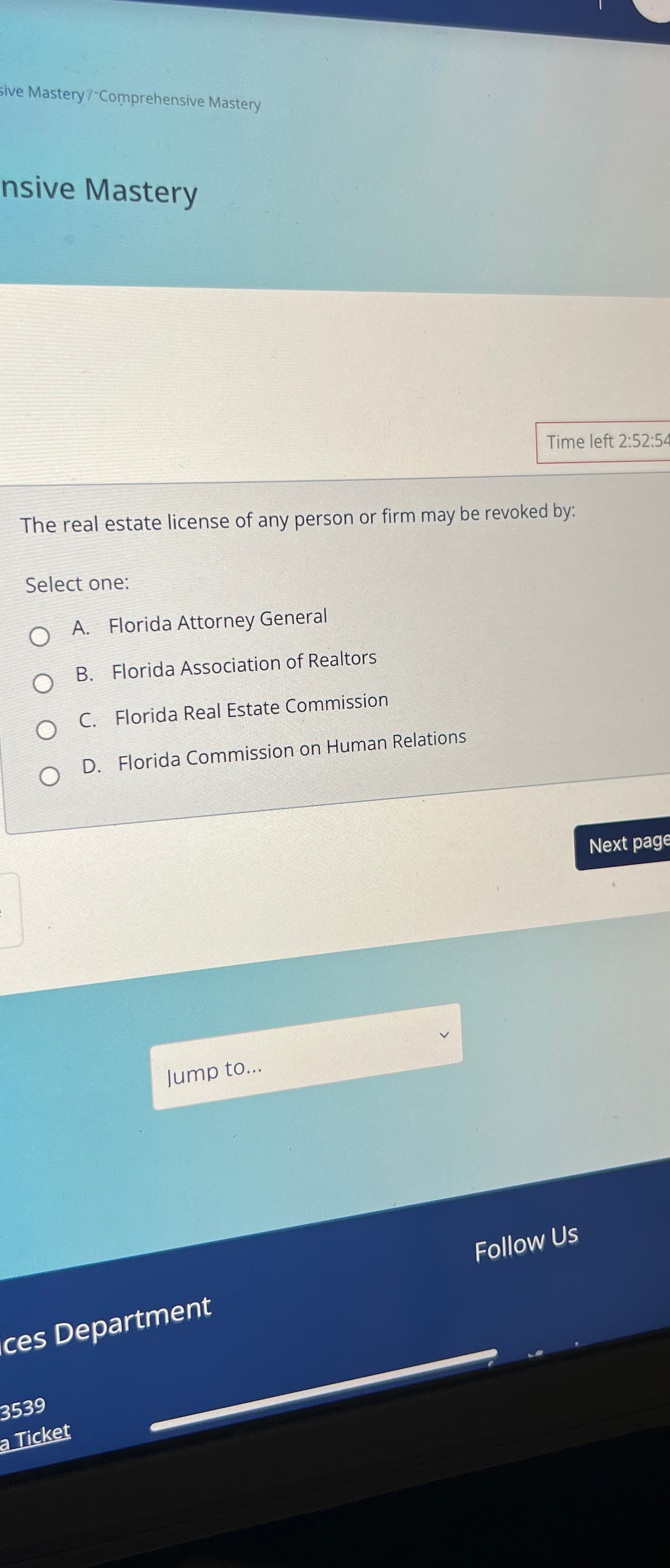  sive Mastery / Comprehensive Mastery nsive Mastery Time left 2:52:5 The