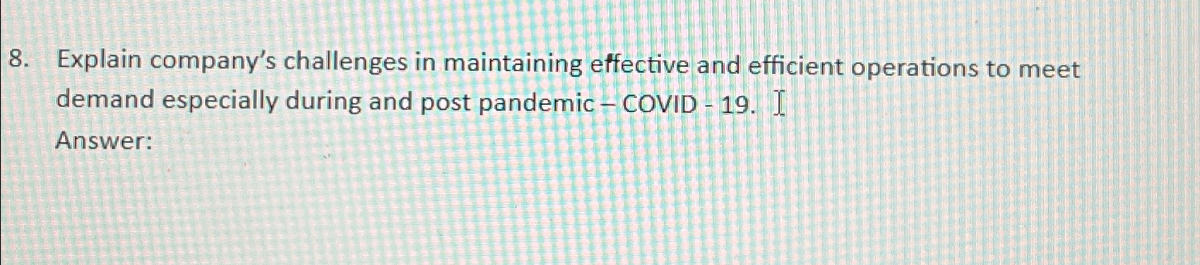  Explain company's challenges in maintaining effective and efficient operations to meet