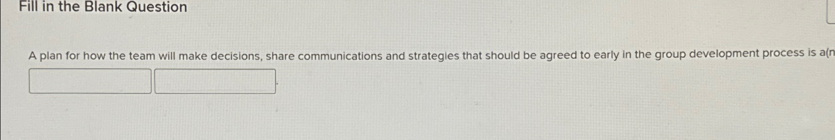  Fill in the Blank Question A plan for how the team