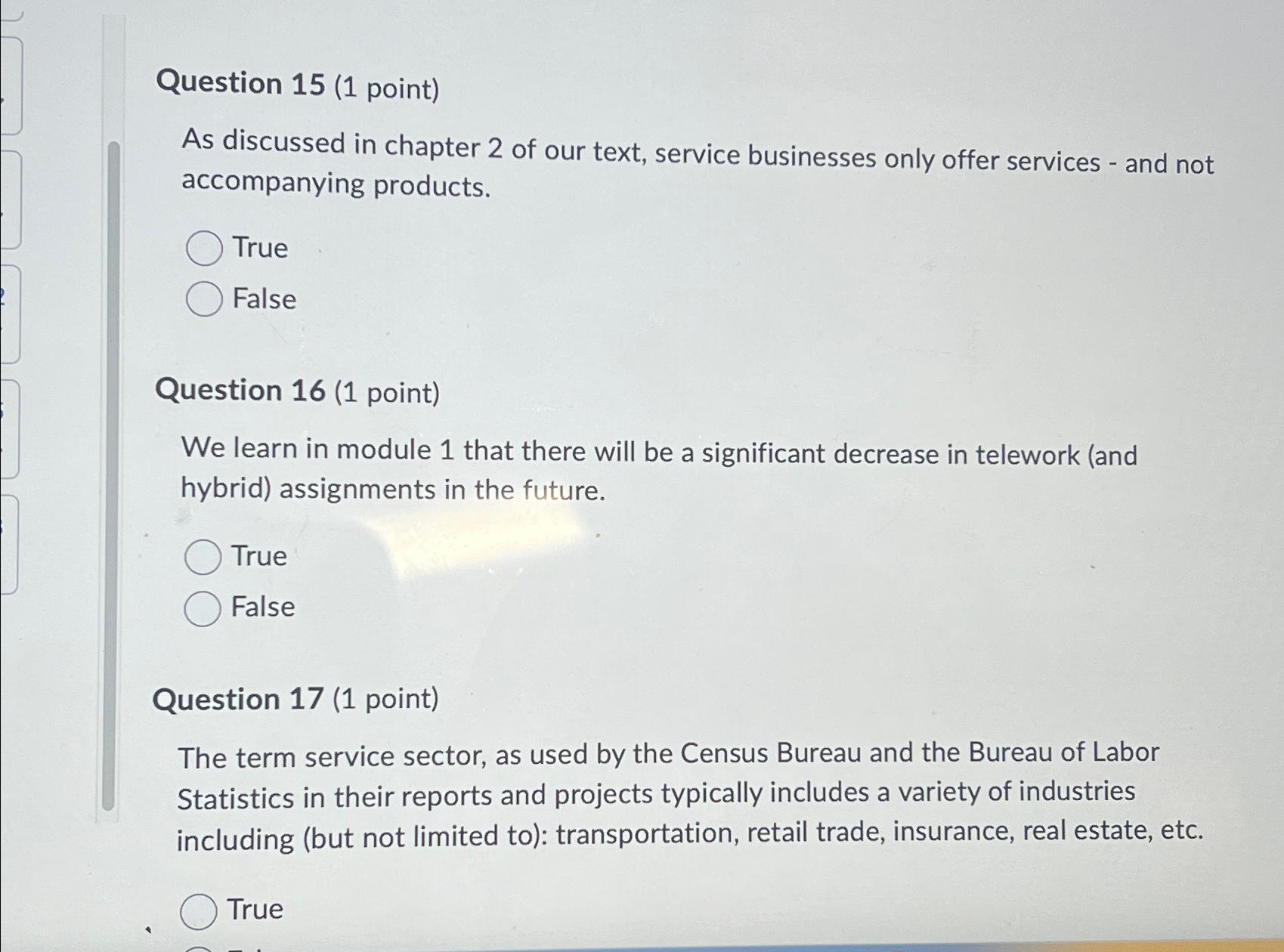  Question 15(1 point) As discussed in chapter 2 of our text,
