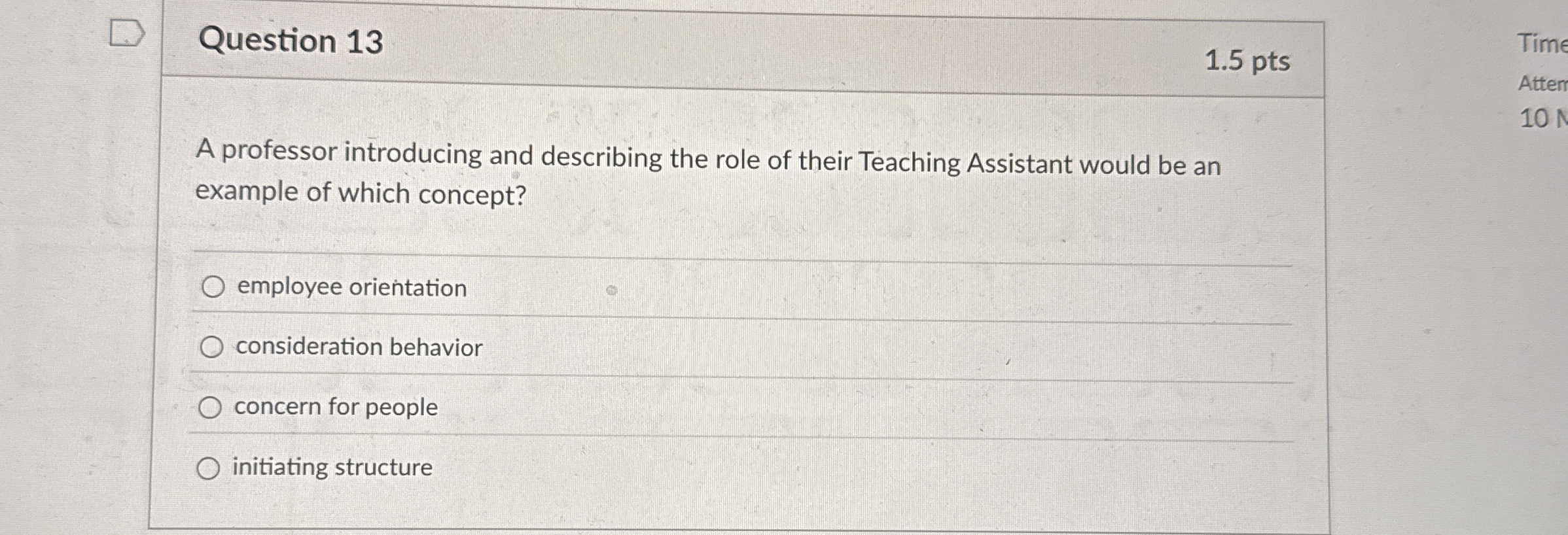  Question 13 1.5 pts A professor introducing and describing the role