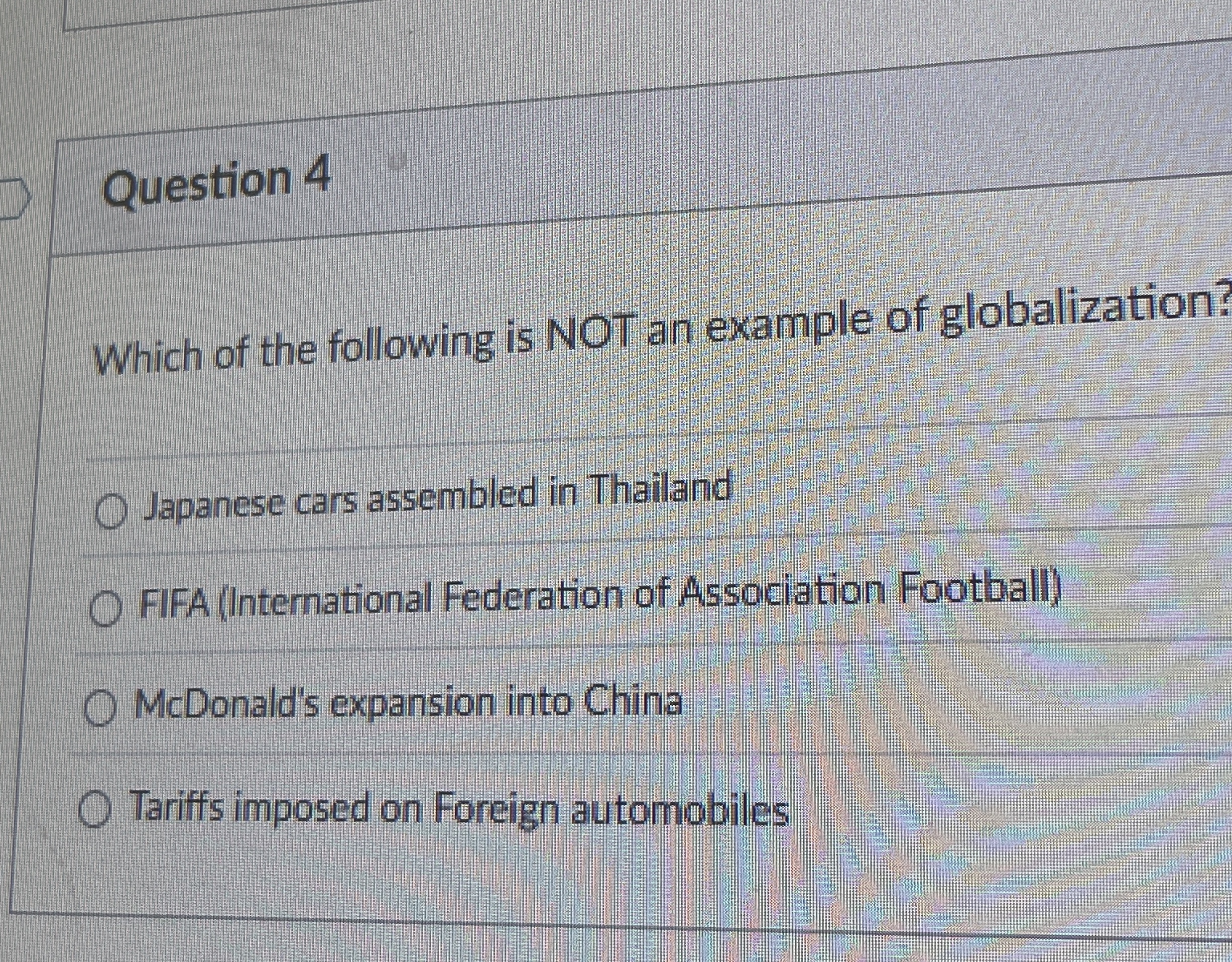  Question 4 Which of the following is NOT an example of