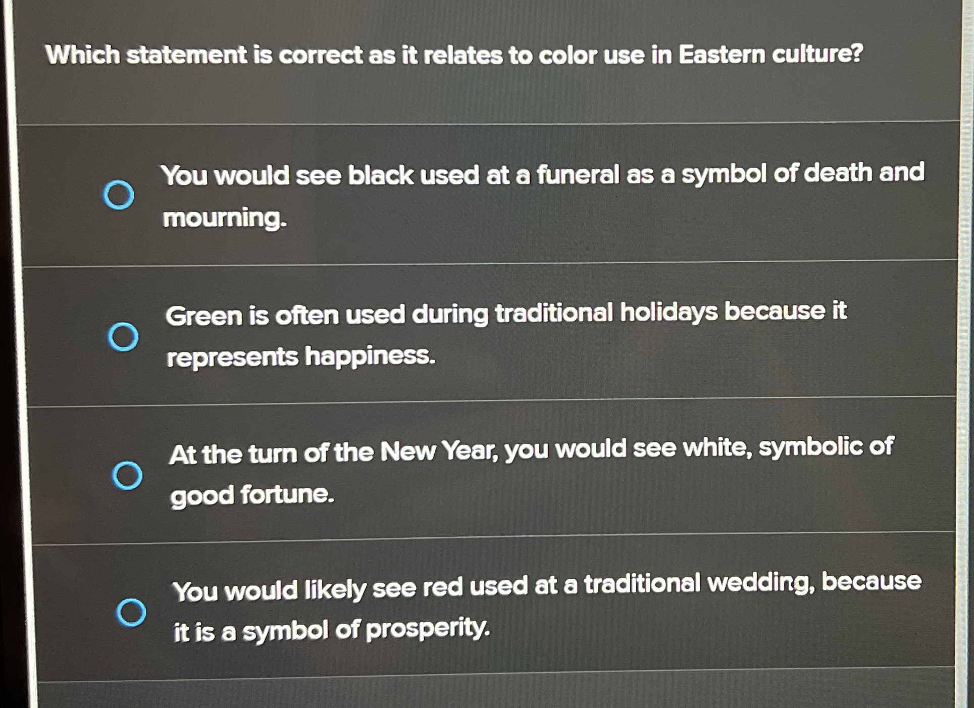  Which statement is correct as it relates to color use in