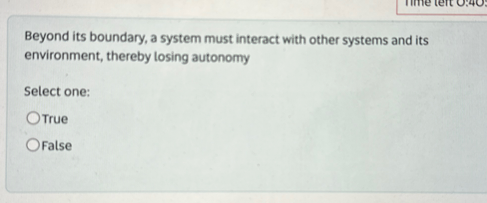  Beyond its boundary, a system must interact with other systems and