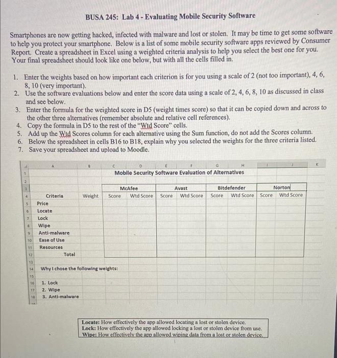  BUSA 245: Lab 4 - Evaluating Mobile Security Software Smartphones are