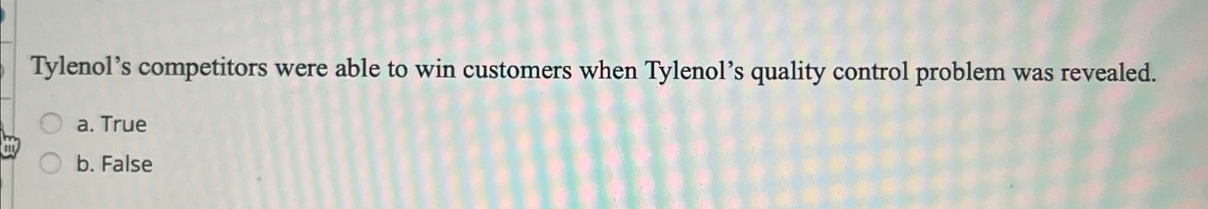  Tylenol's competitors were able to win customers when Tylenol's quality control