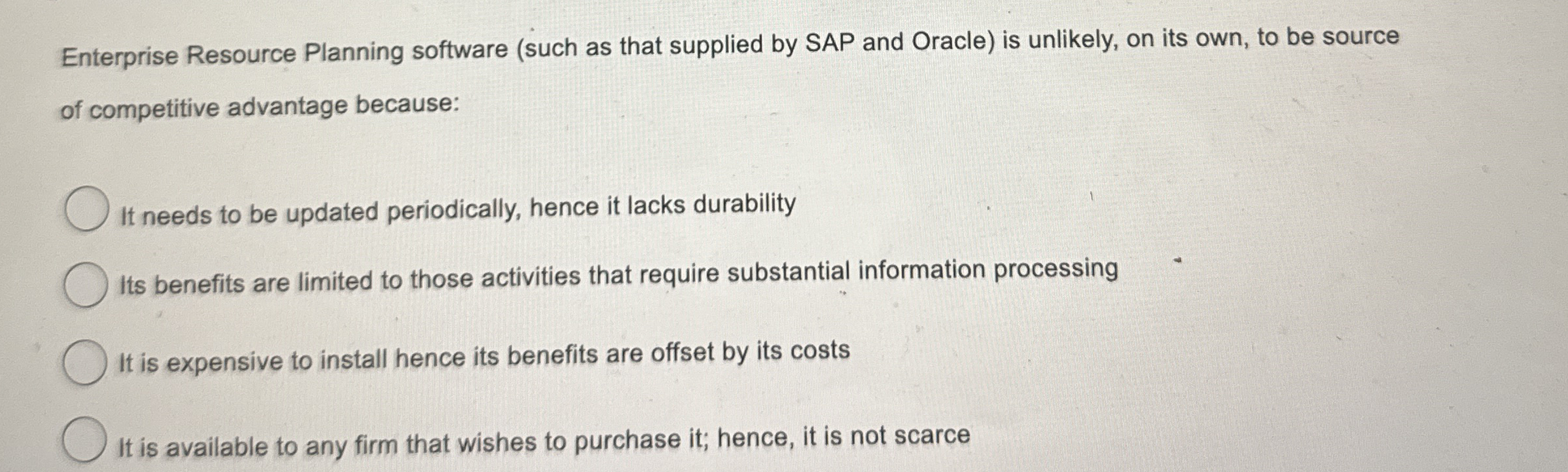  Enterprise Resource Planning software (such as that supplied by SAP and