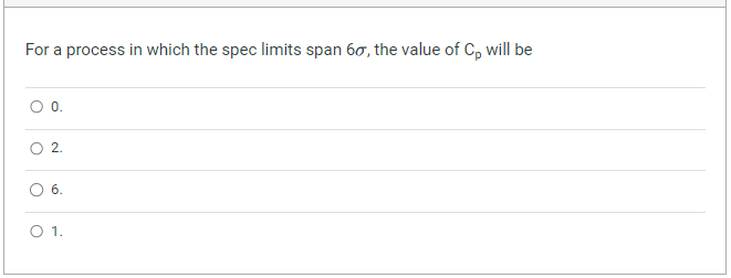 For a process in which the spec limits span 6, the
