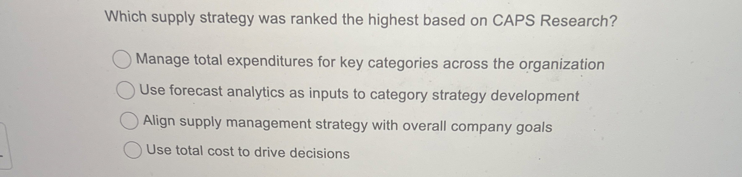  Which supply strategy was ranked the highest based on CAPS Research?