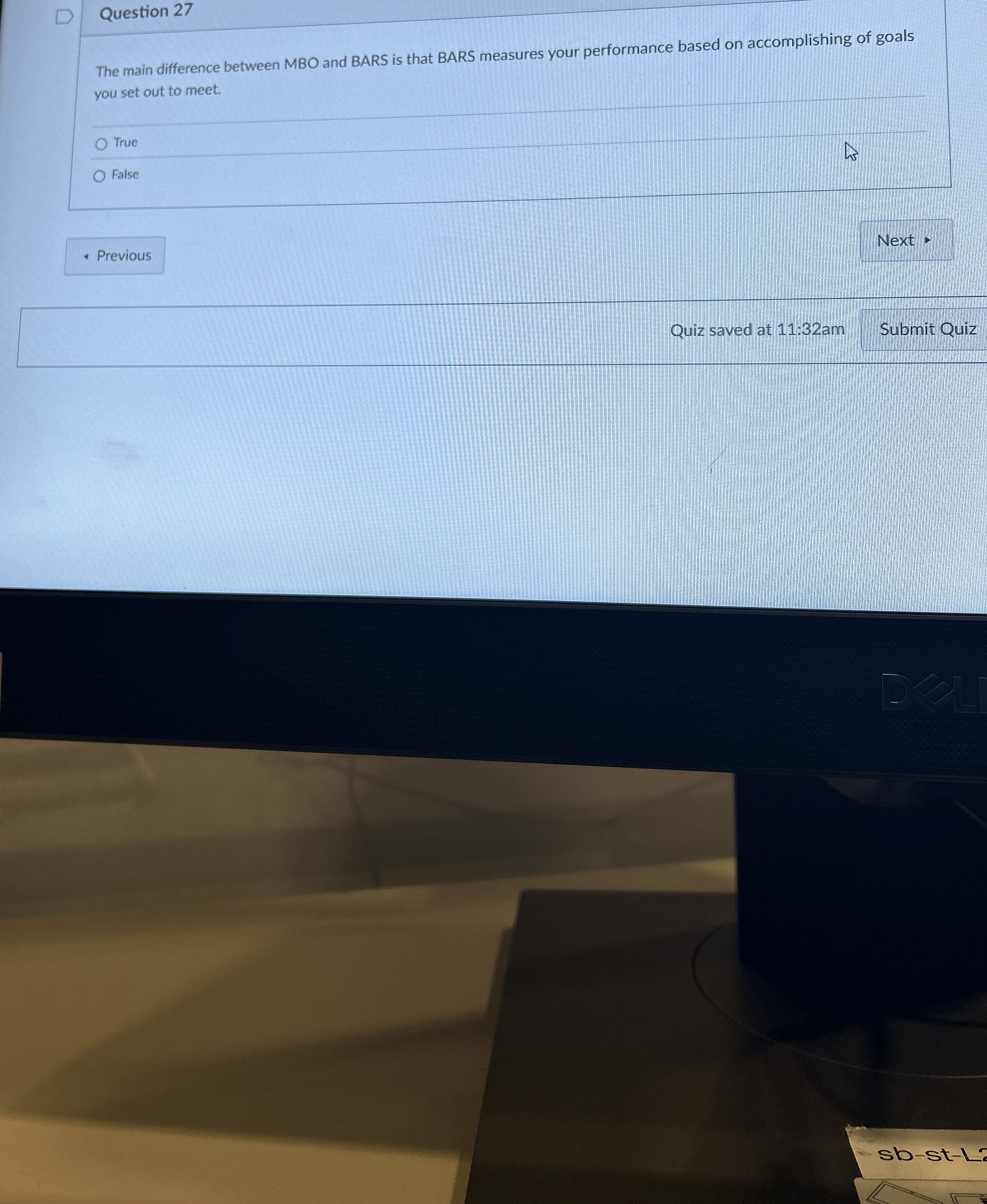  Question 27 The main difference between MBO and BARS is that