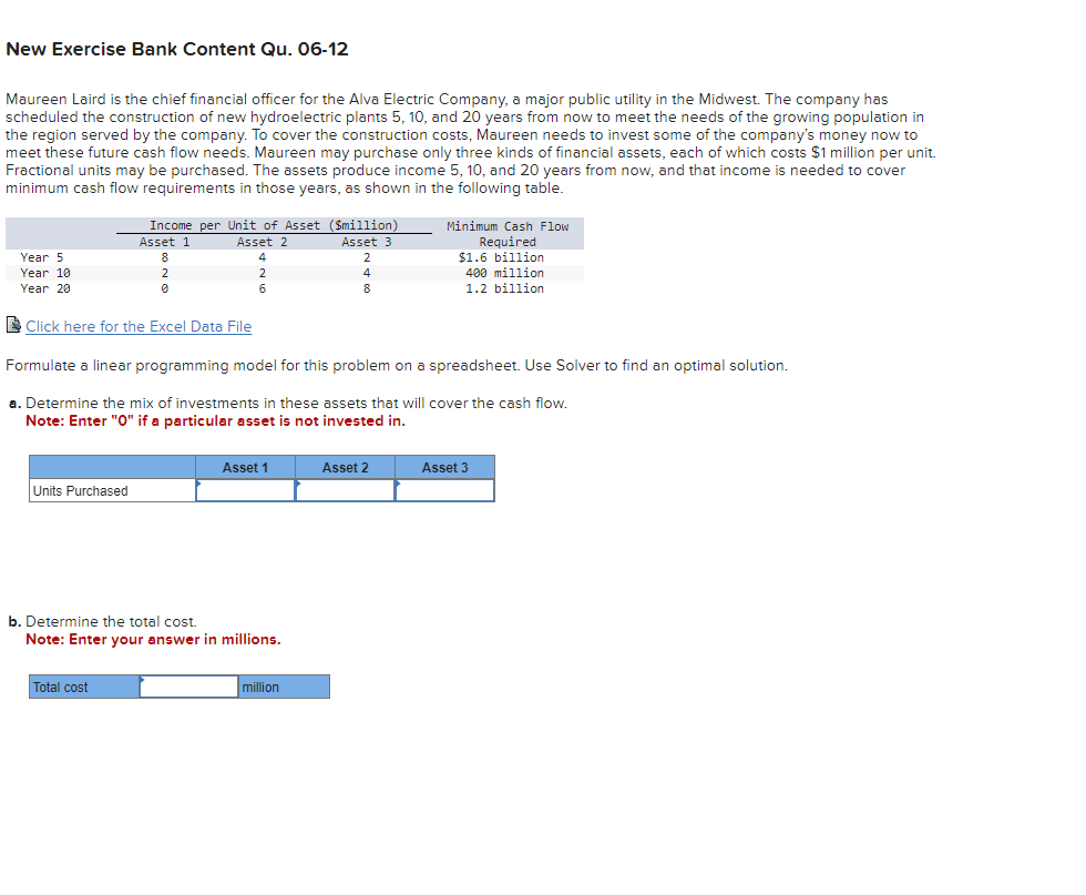  New Exercise Bank Content Qu.06-12 Maureen Laird is the chief financial