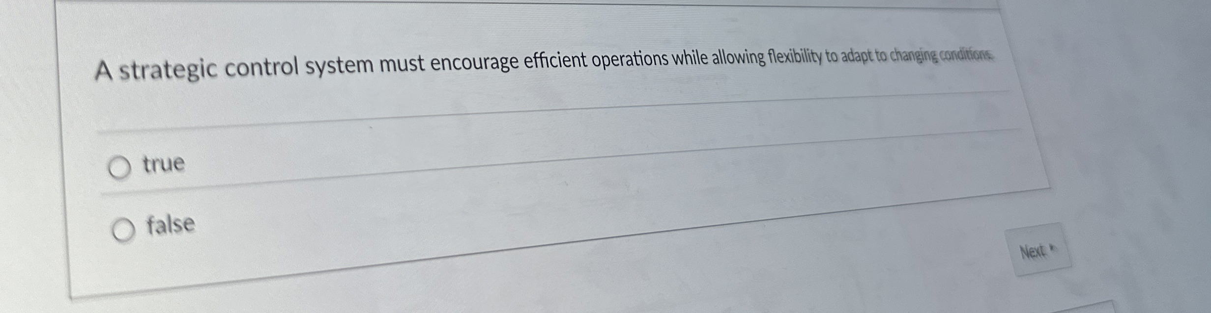  A strategic control system must encourage efficient operations while allowing flexbilitity