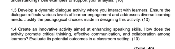  1.3 Develop a dynamic dialogue activity where you interact with learners.