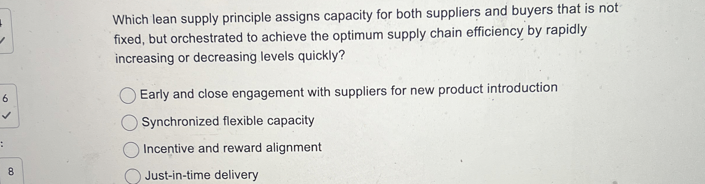  Which lean supply principle assigns capacity for both suppliers and buyers