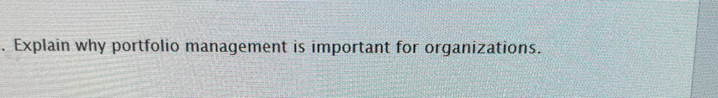  Explain why portfolio management is important for organizations. 