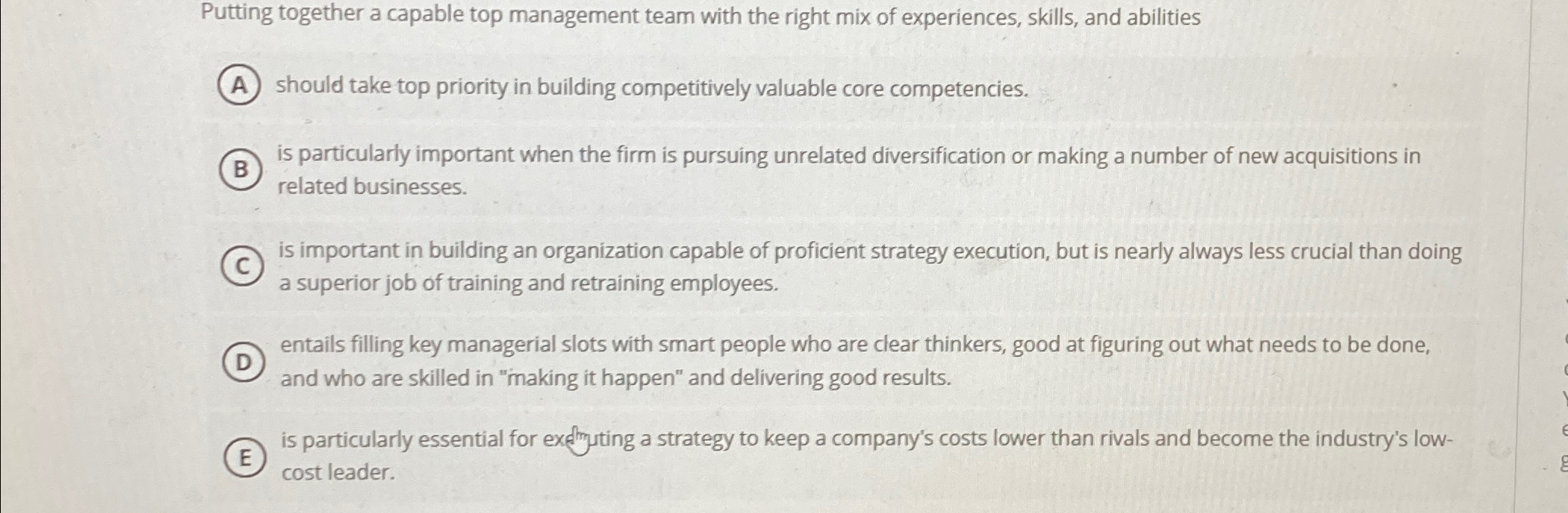  Putting together a capable top management team with the right mix