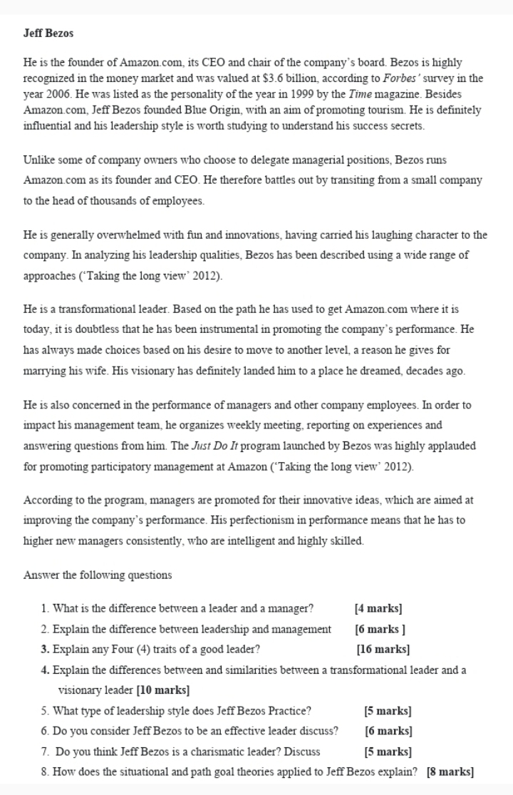  Jeff Bezos He is the founder of Amazon.com, its CEO and