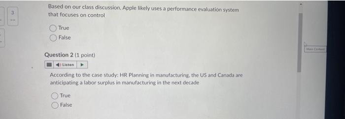  Based on our class discussion, Apple likely uses a performance evaluation