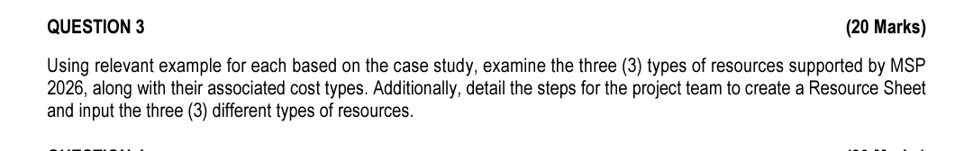  QUESTION 3 (20 Marks) Using relevant example for each based on