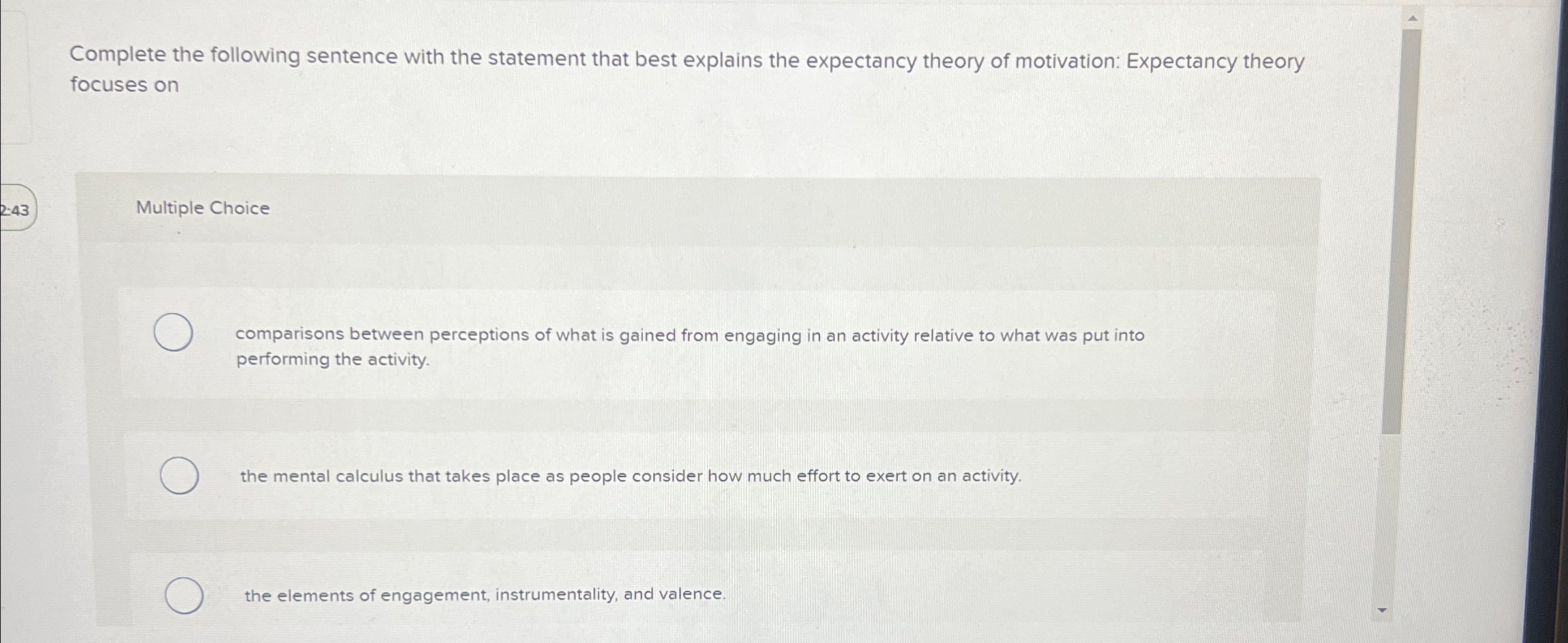  Complete the following sentence with the statement that best explains the