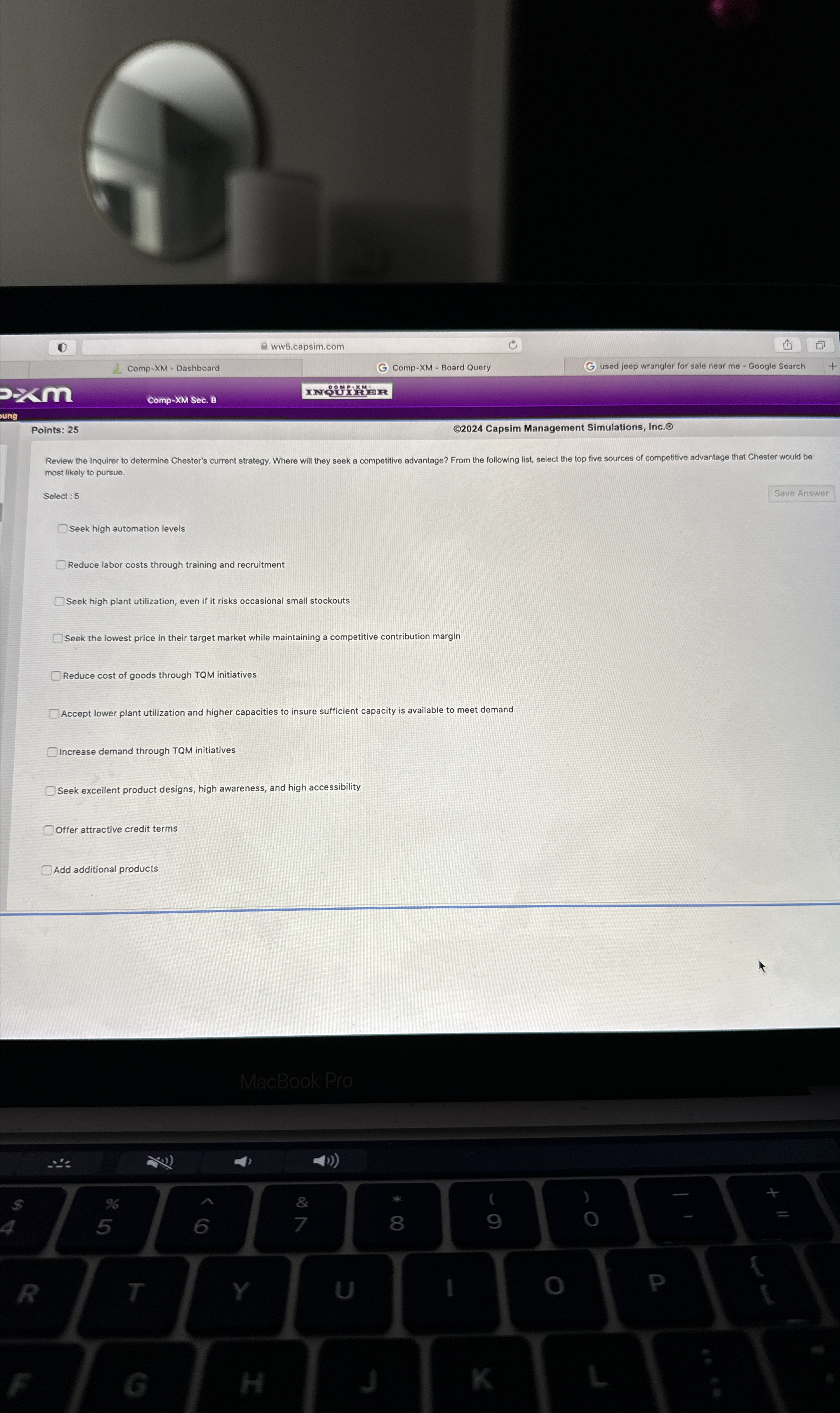  D a ww5.capsim.com Comp-XM - Board Query G used jeep wrangler