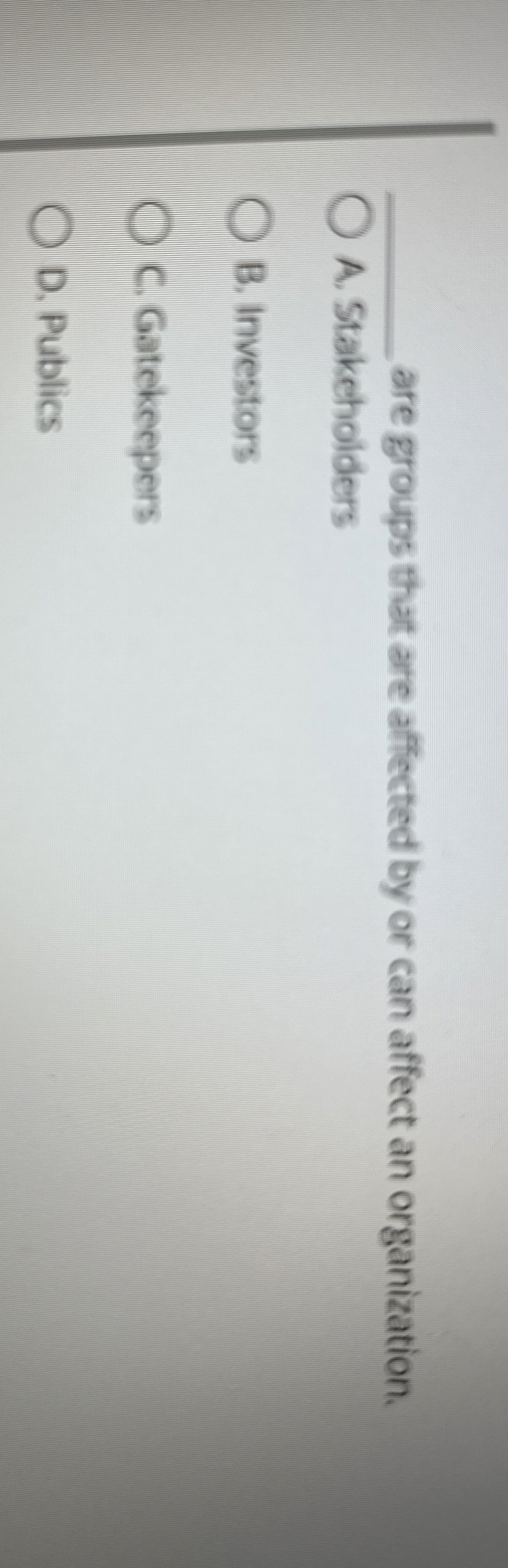  are groups that are affected by or can affect an organization.