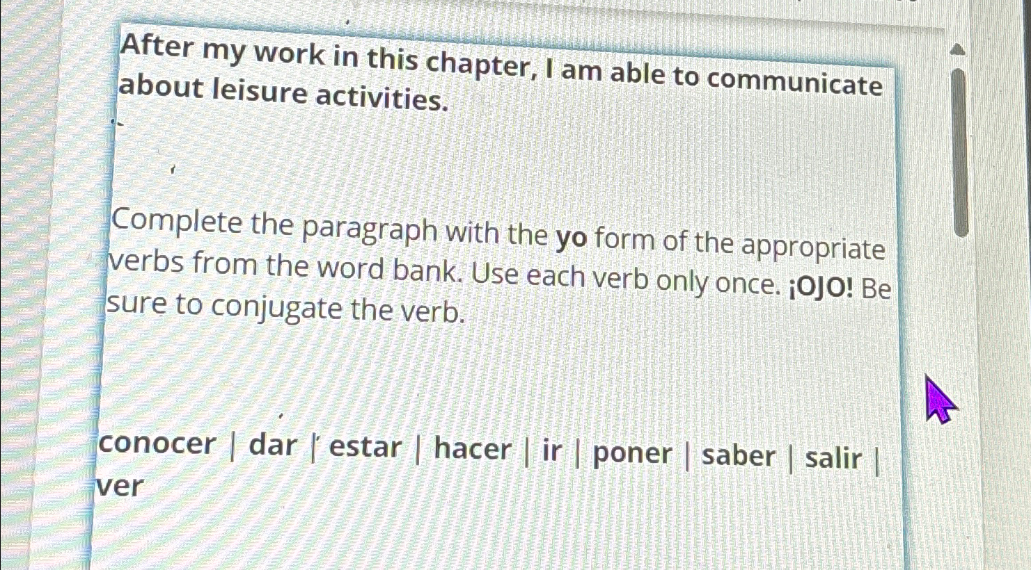  After my work in this chapter, I am able to communicate