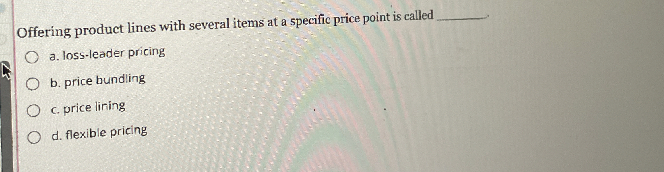  Offering product lines with several items at a specific price point