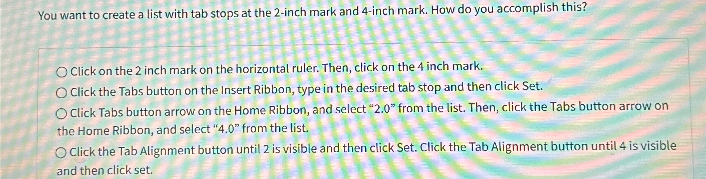  You want to create a list with tab stops at the