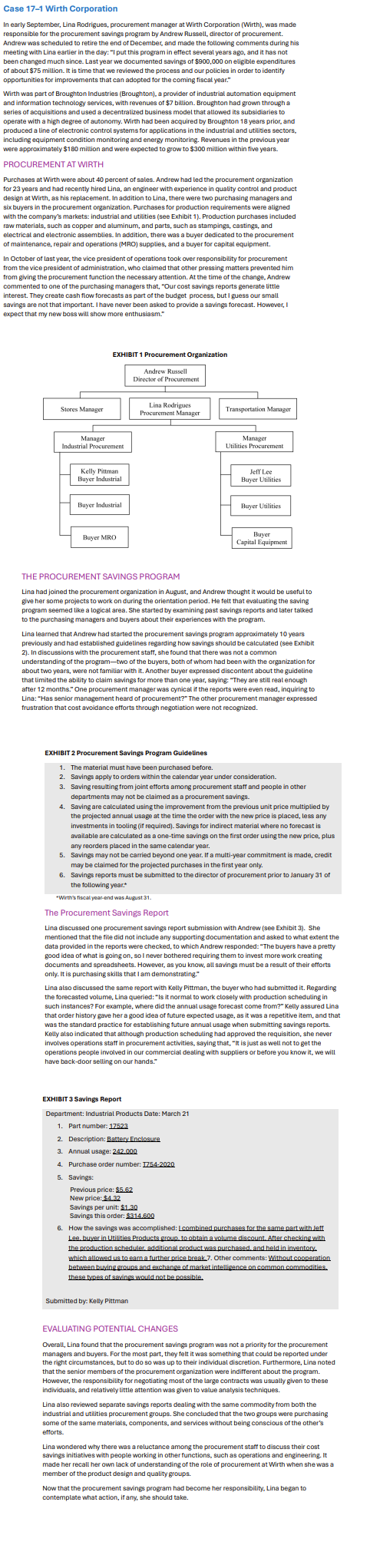  Show me the steps to solve Part 1: Analysis of Procurement