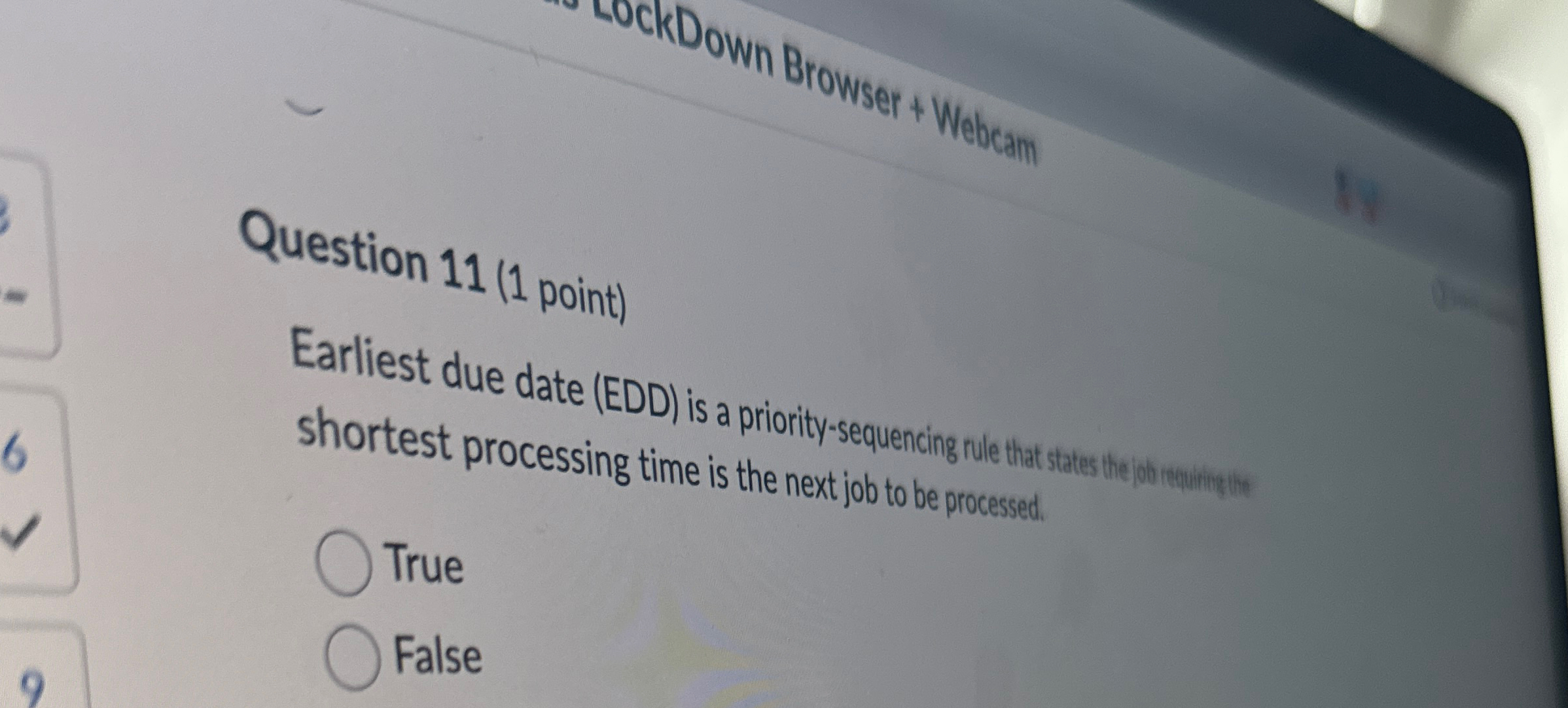  Question 11(1 point) shortest processing time is the next iob to