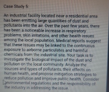  Case Study 5 : An industrial facility located near a residential