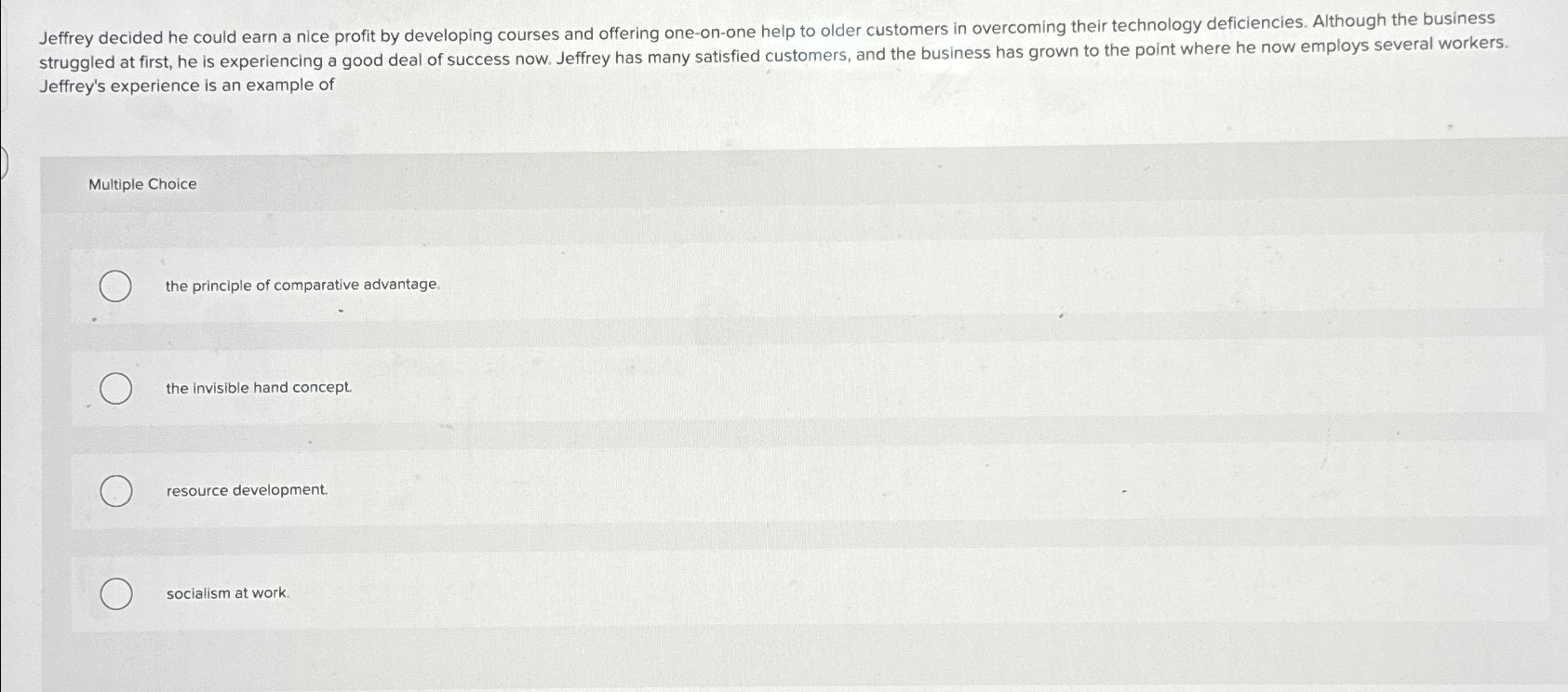 Jeffrey decided he could earn a nice profit by developing courses