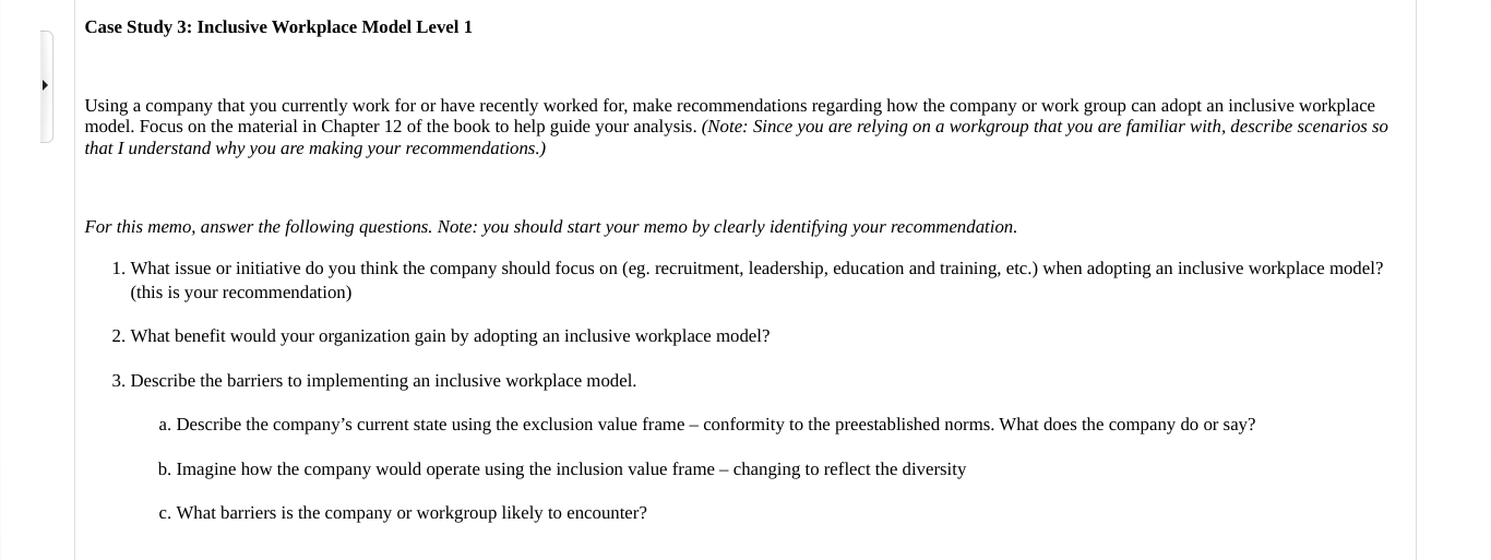  Case Study 3: Inclusive Workplace Model Level 1 Using a company