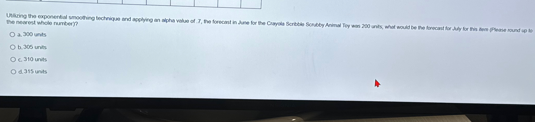  Utilizing the exponential smoothing technique and applying an alpha value of