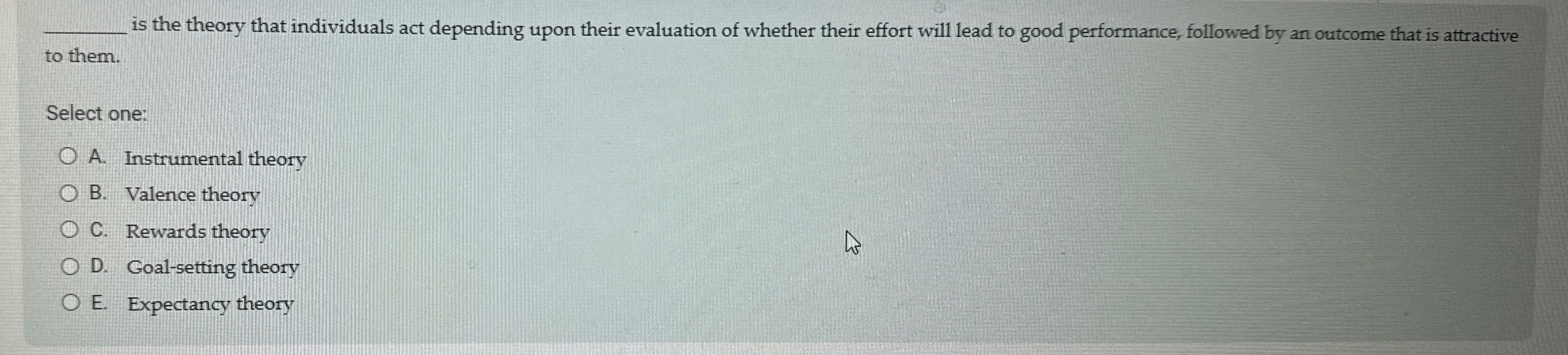  q, is the theory that individuals act depending upon their evaluation