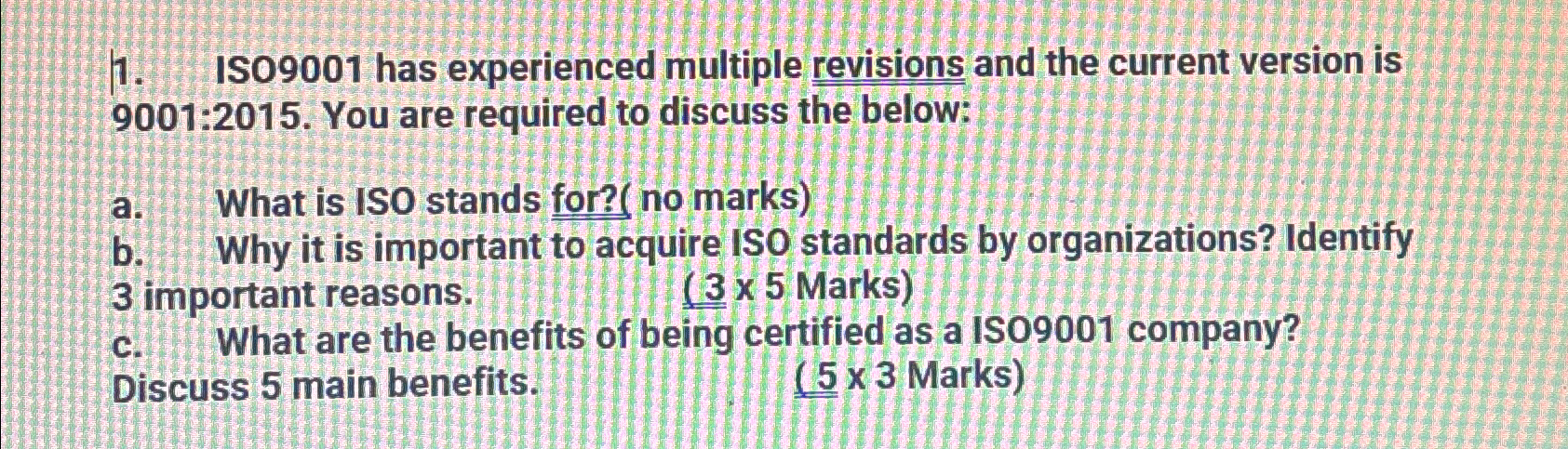  IS09001 has experienced multiple revisions and the current version is 9001:2015.
