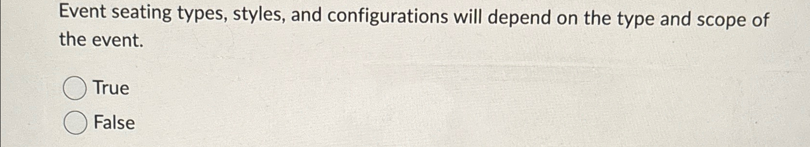  Event seating types, styles, and configurations will depend on the type
