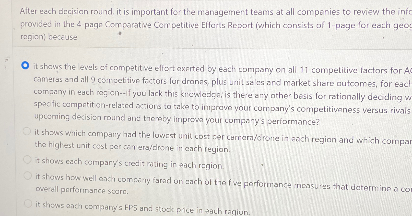  After each decision round, it is important for the management teams