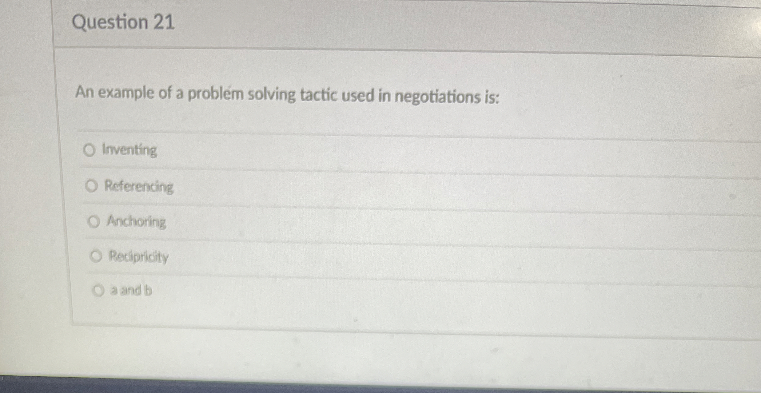  Question 21 An example of a problem solving tactic used in