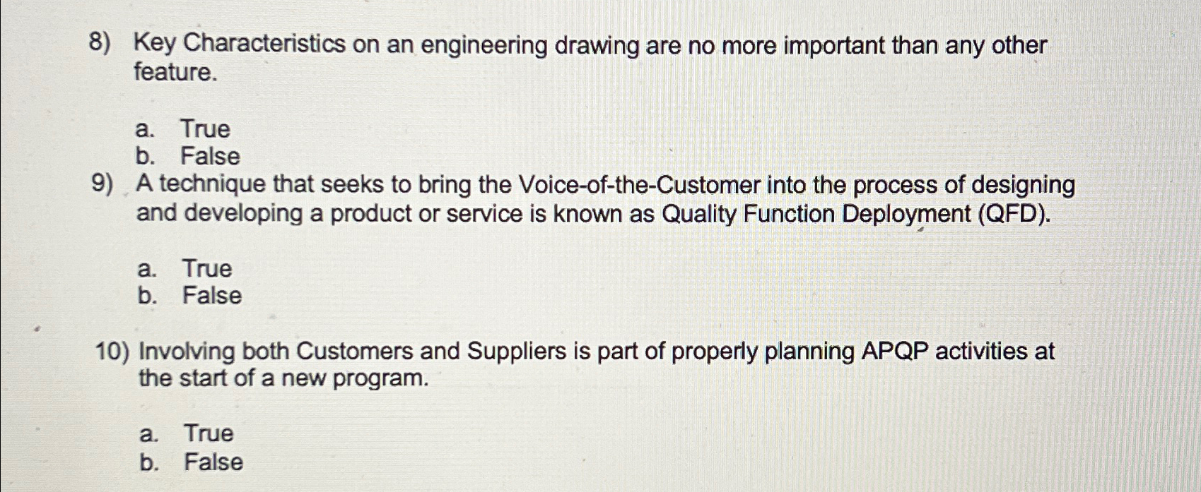 Key Characteristics on an engineering drawing are no more important than
