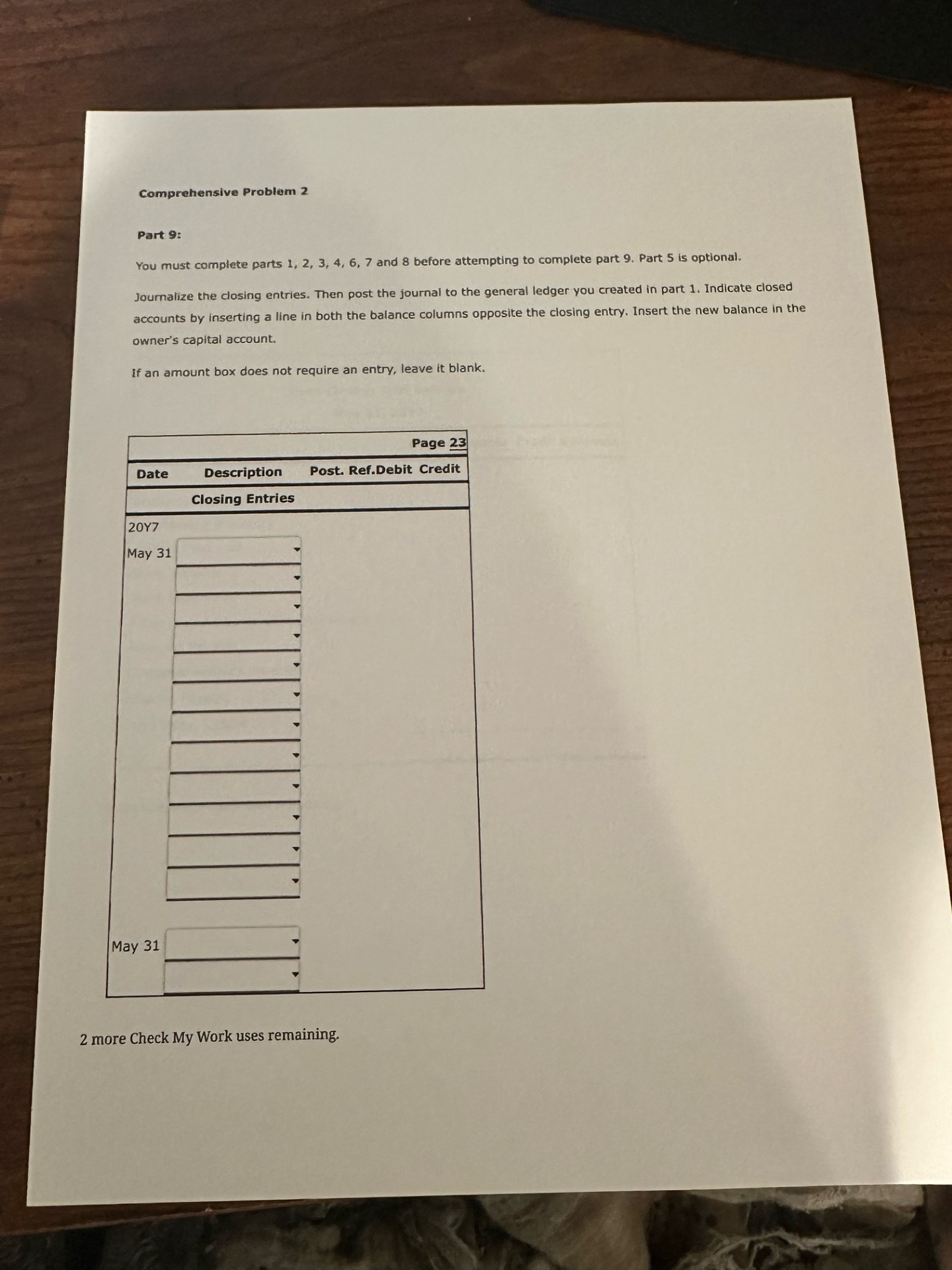 the journal entries you created in Part 1 to the general ledger,