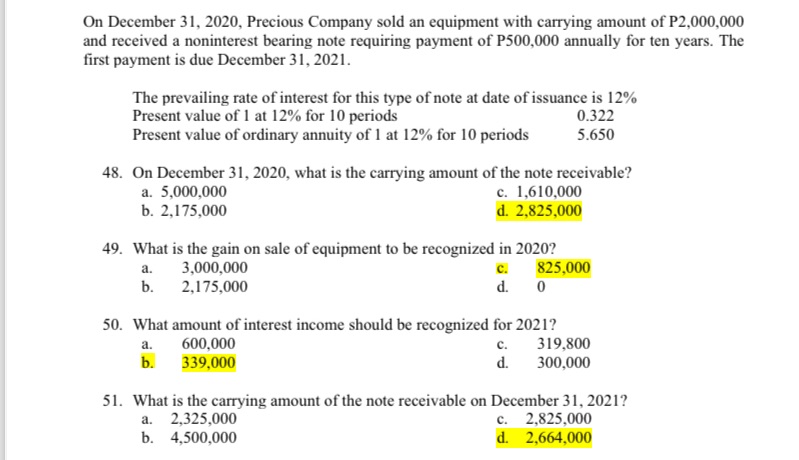 Ma.ke a complete solution on the following problems On December 31, 2020,